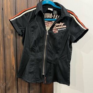Harley Davidson zip front short sleeve women’s small Great Condition